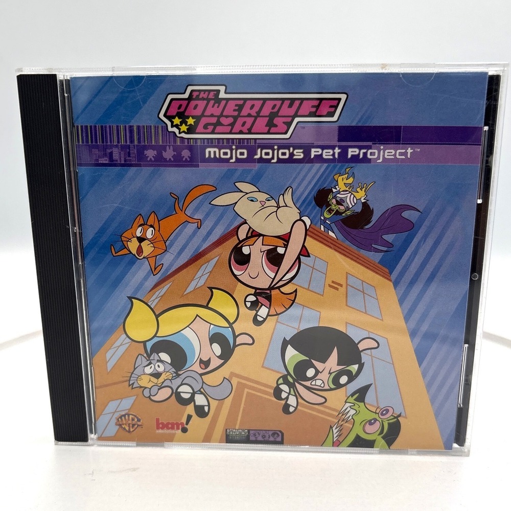 BAM! Powerpuff Girls Mojo Jojo's Pet Project PC CD-ROM Blue Y2K Retro Game 2001